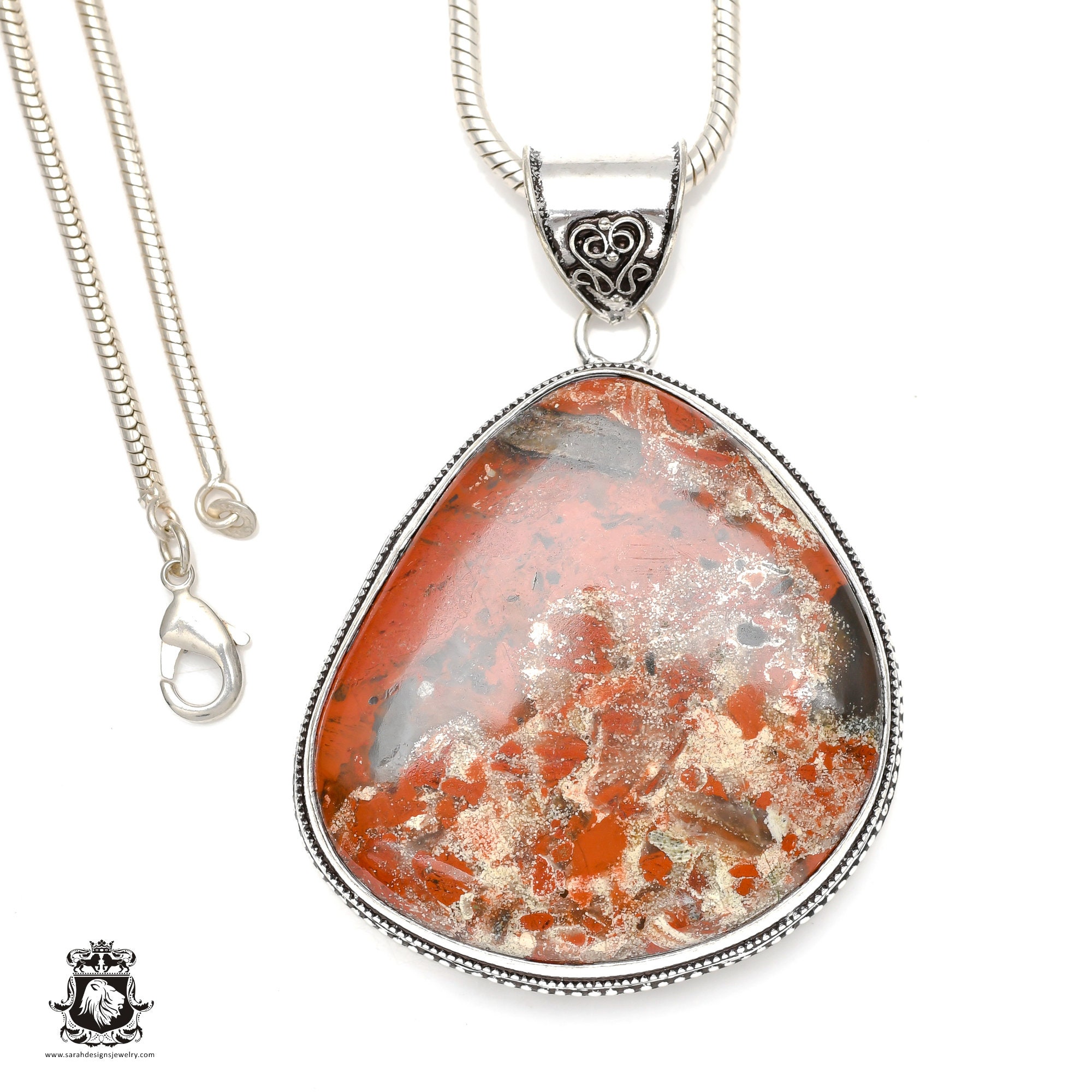 Wild Horse Picture Jasper Pendant & Free 2mm Italian 925 Sterling Silver Chain V72