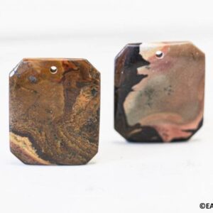 XXL/ Mexican Picture Jasper 40x34mm Pendant Natural Brown With Pattern Jasper Pendant Top Front Drilled 1-Each