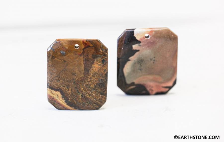Xxl/ Mexican Picture Jasper 40x34mm Pendant Natural Brown With Pattern Jasper Pendant Top Front Drilled 1-each
