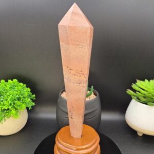 Picture Jasper Crystal Wand | 9.25" Tall | Custom Wooden Stand Included | Earthy, Grounding Energy