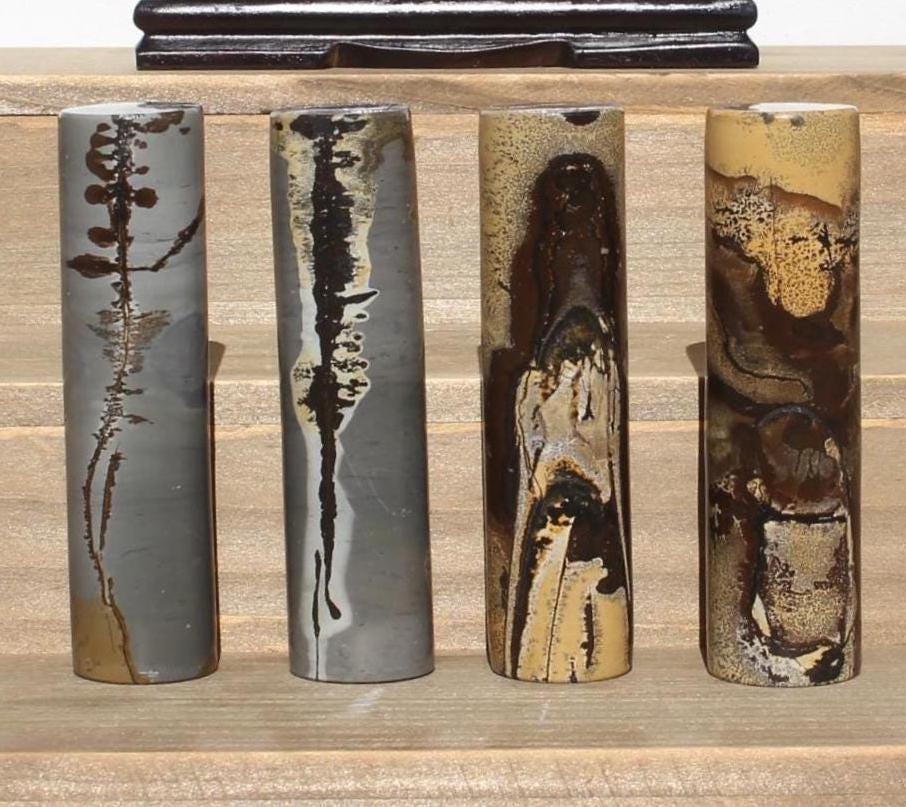 Picture Jasper Rod Or Display Slab W/ Wood Stand * Polished Rock, Stone Wand Rollers * 5 Choices *