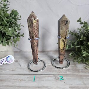 Picture Jasper Wand w/ Stand -Root Chakra, Grounding Picture Jasper Wand w/ Stand -Root Chakra, Grounding
