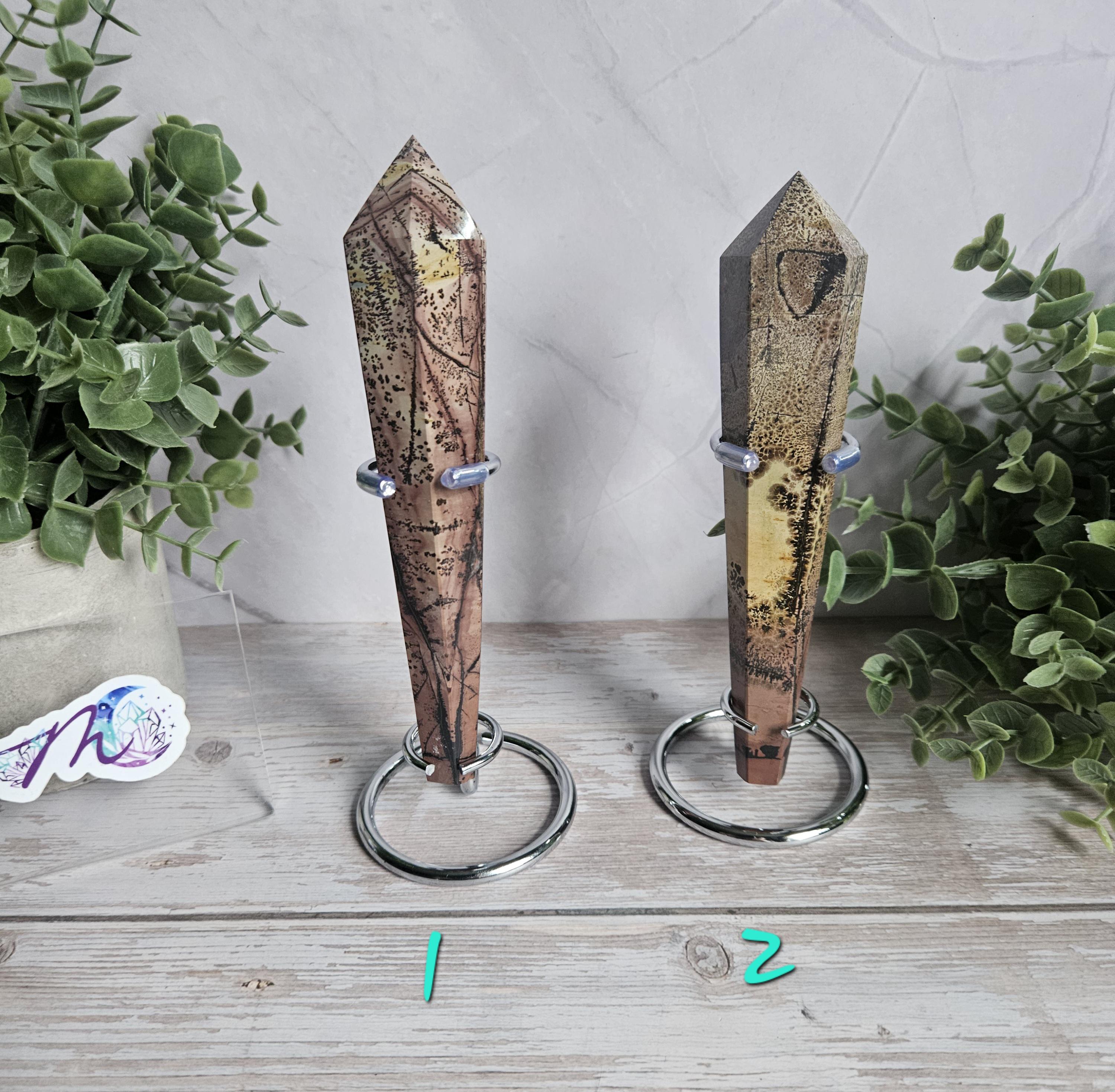 Picture Jasper Wand W/ Stand -root Chakra, Grounding