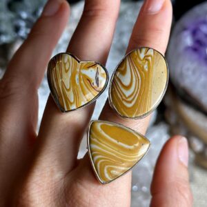 Large Picture Jasper Adjustable Statement Ring, 925 sterling silver