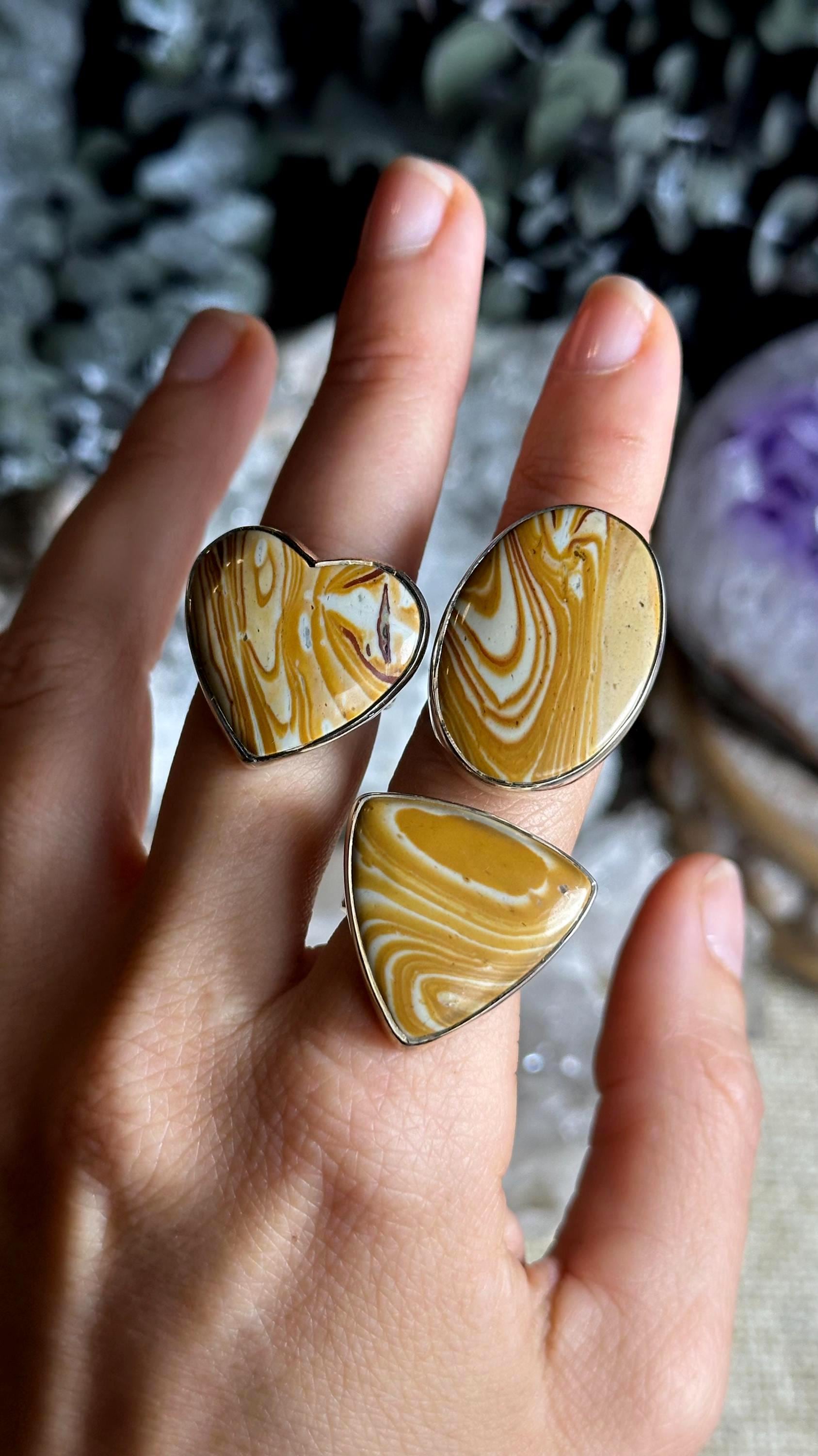 Large Picture Jasper Adjustable Statement Ring, 925 Sterling Silver