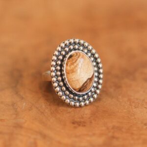 Picture Jasper Statement Ring – Size 6 1/2 - Ooak - Boho Silversmith