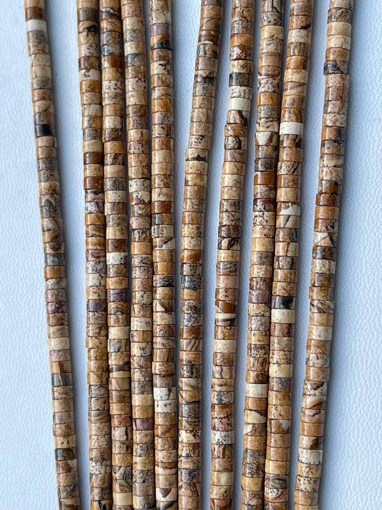 Picture Jasper 4mm Heishi / Rondelle Beads 12.5inch Each