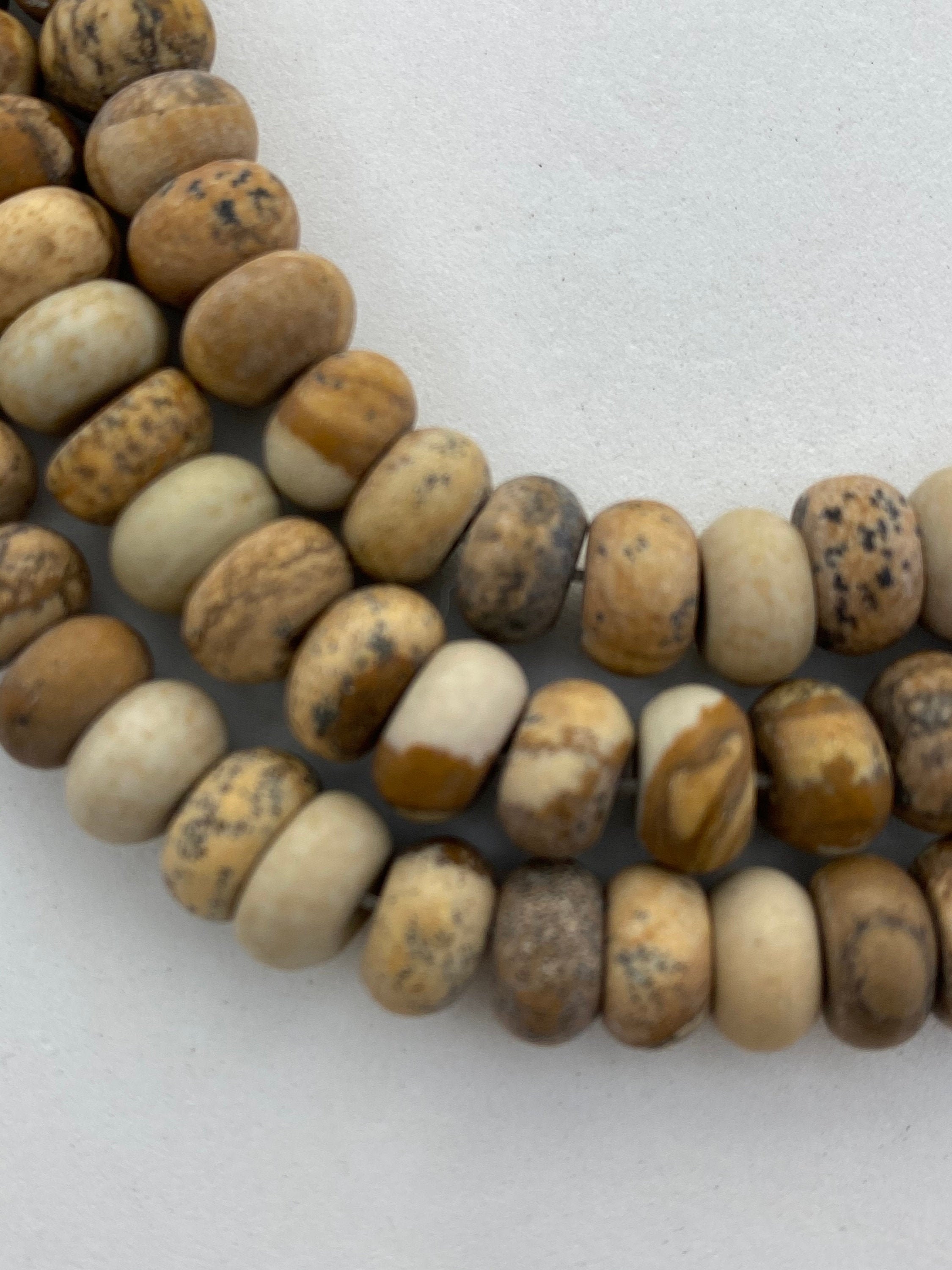 5x8mm Rondelle Matte Picture Jasper Gemstone Beads. 15 Inch Strand Of Rondelle Beads, About 78 Beads Per Strand.