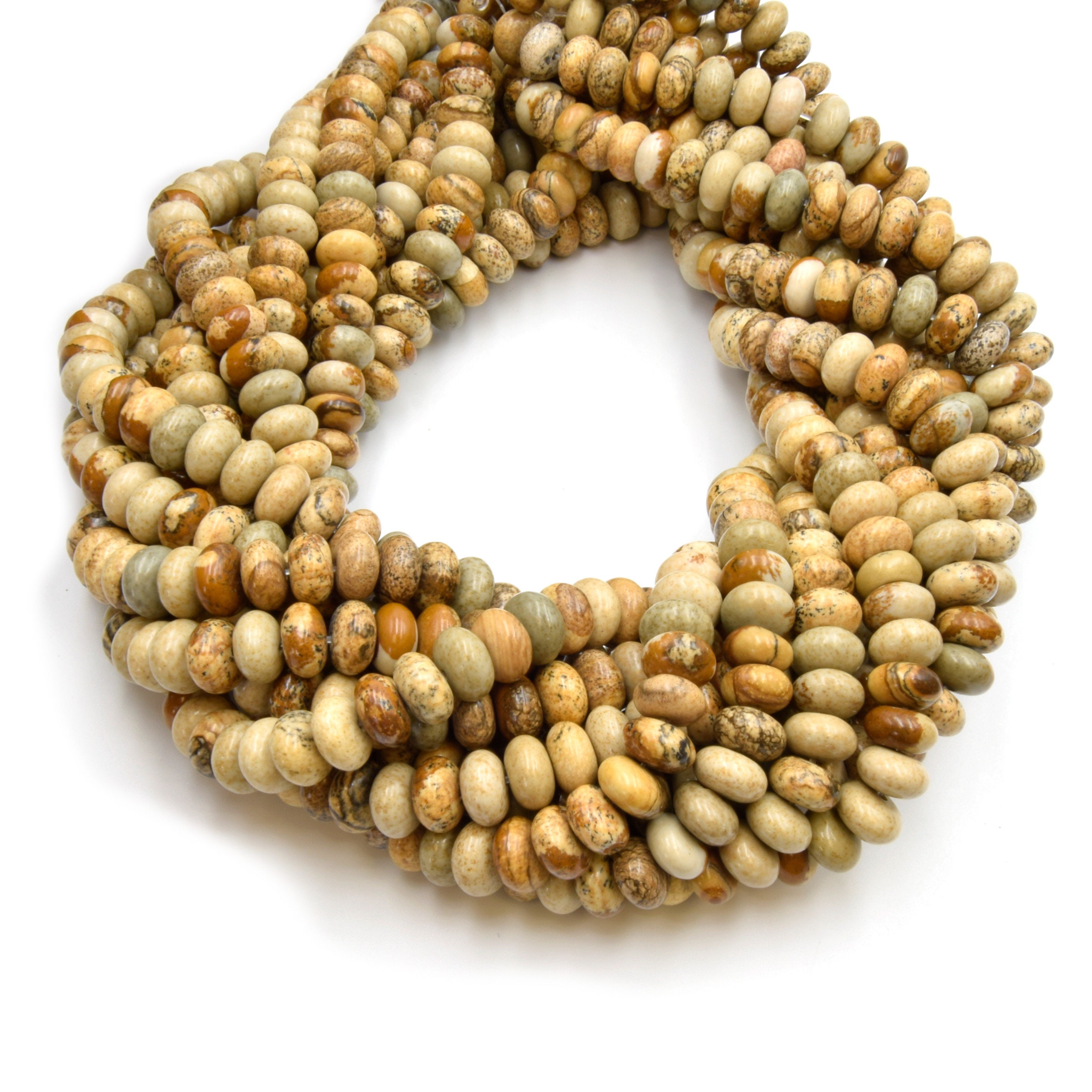 Picture Jasper Rondelle Beads: Earthy Brown Jewelry Making Supplies