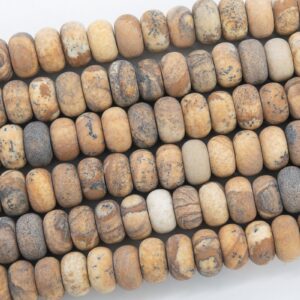 Genuine Natural Matte Brown Picture Jasper Loose Beads Rondelle Shape 10x6mm Genuine Natural Matte Brown Picture Jasper Loose Beads Rondelle Shape 10x6mm