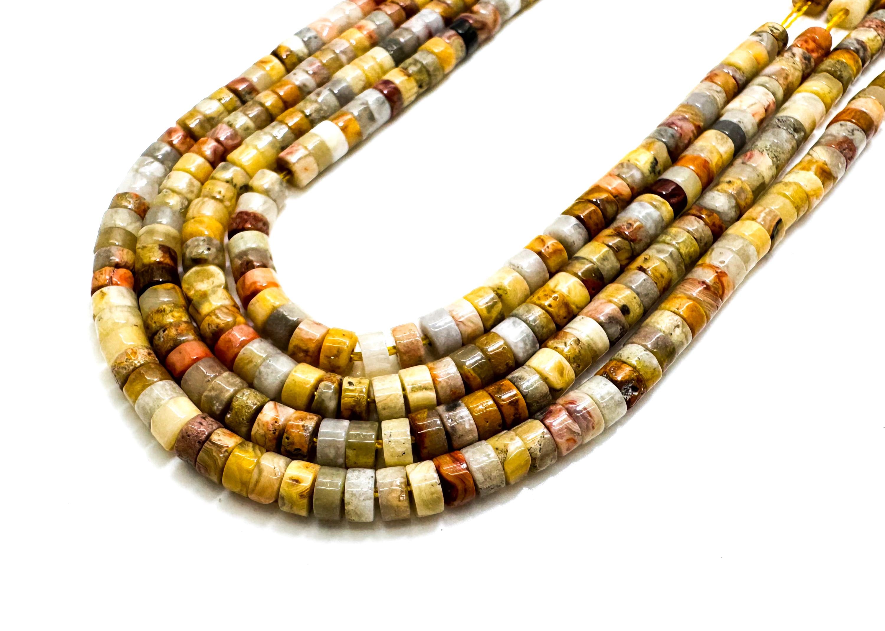 Natural Multicolor Picture Jasper Heishi Beads 2x4mm | Earth Tone Gemstone Rondelle Beads | 15” Strand | Jewelry Making Supplies - Rd33 Natural Multicolor Picture Jasper Heishi Beads 2x4mm | Earth Tone Gemstone Rondelle Beads | 15” Strand | Jewelry Making Supplies - Rd33