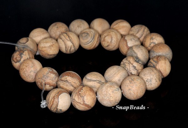 12mm Vast Desert Picture Jasper Gemstone Matte Brown Round Loose Beads 15.5 Inch Full Strand (90185334-879)