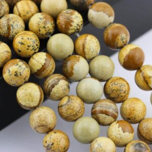 2.0mm Hole Picture Jasper Smooth Round Beads 6mm 8mm 10mm 15.5" Strand