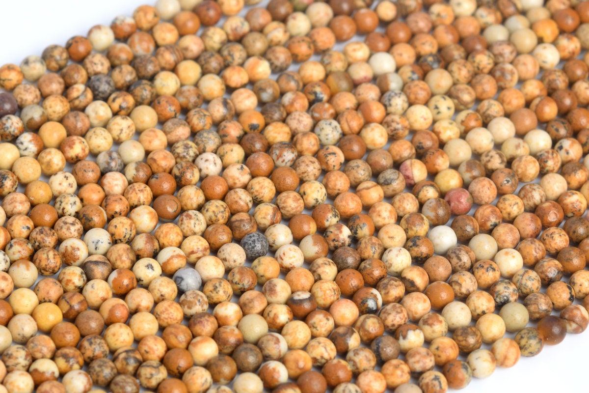 3mm Picture Jasper Beads Grade Aaa Genuine Natural Gemstone Full Strand Round Loose Beads 15" Bulk Lot 1,3,5,10 And 50 (104126-1179)