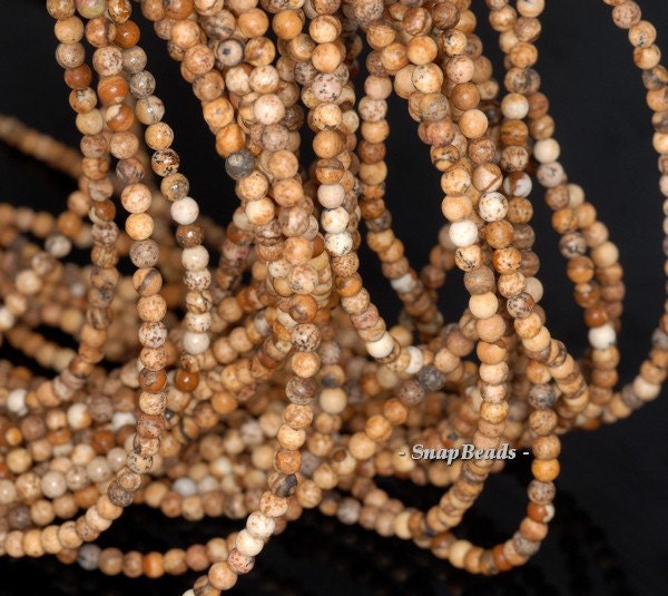 3mm Picture Jasper Gemstone Round 3mm Loose Beads 16 Inch Full Strand (90114021-107 - 3mm A)