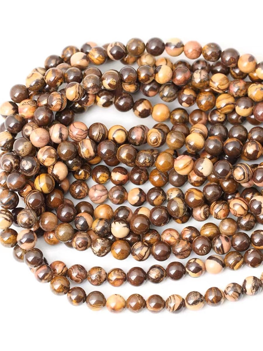 6mm-10mm Natural African Picture Jasper Smooth And Round Beads,jewelry Making Diy Beads Supply,15 Inches One Strand