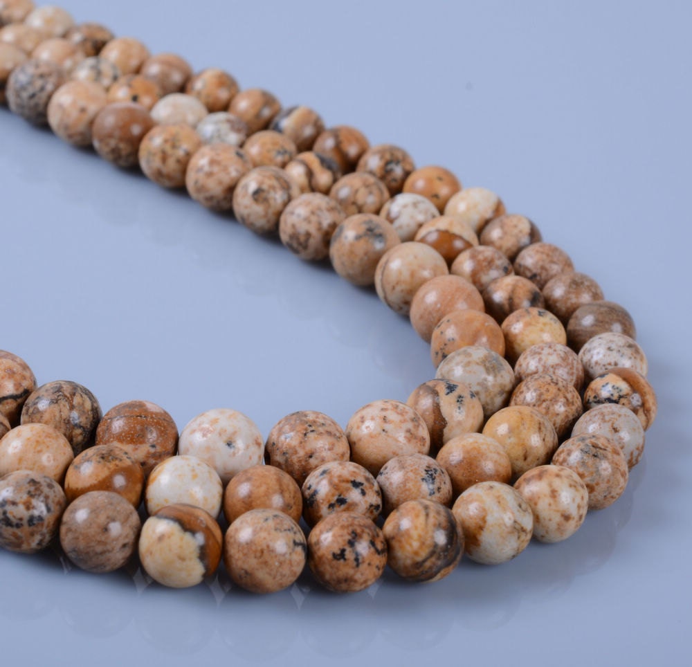 6mm Picture Jasper Round Ball Loose Gemstone Beads 16"
