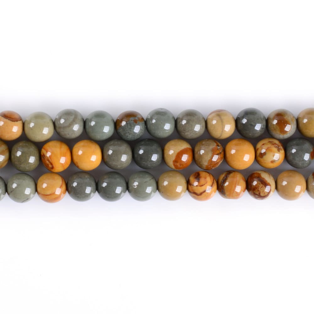 6mm315 Owyhee Picture Jasper Round Ball Loose Gemstone Beads 16"