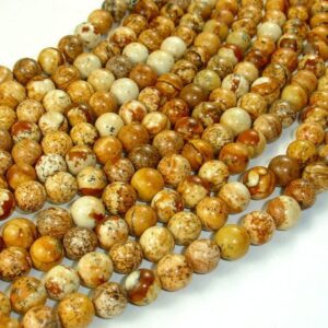 Picture Jasper 8mm (7.8mm) Round Beads, 15.5 Inch, Full strand, Approx. 48-50 beads, Hole 1mm, A quality (345054002)