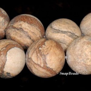 8mm Vast Desert Picture Jasper Gemstone, Brown, Matte, Round 8mm Loose Beads 15.5 Inch Full Strand (90114743-243)