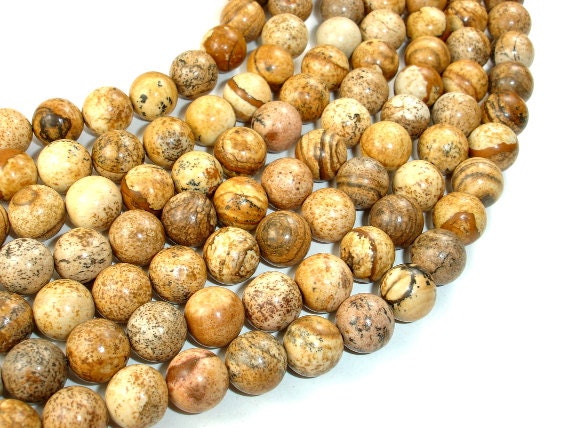 Picture Jasper Beads, 10mm ( 10.5 Mm) Round Beads, 15.5 Inch, Full Strand, Approx 38 Beads, Hole 1 Mm, A Quality (345054003)