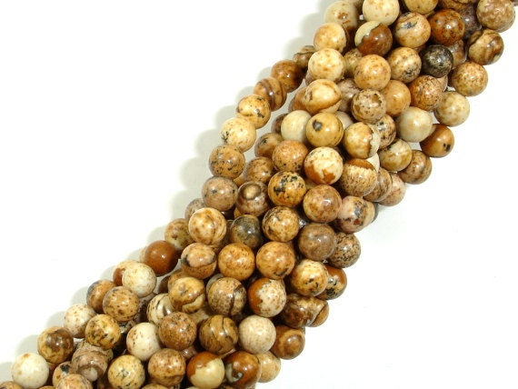 Picture Jasper Beads, 4mm (4.7 Mm) Round Beads, 15.5 Inch, Full Strand, Approx 85 Beads, Hole 1mm, A Quality (345054006)