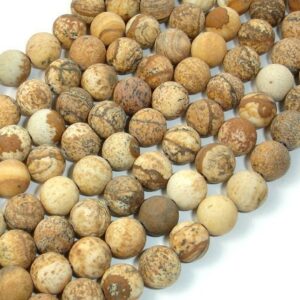 Matte Picture Jasper, 8mm (8.5mm), Round, 15 Inch, Full strand, Approx. 46 beads, Hole 1mm, A quality (345054007)
