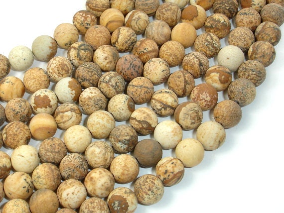 Matte Picture Jasper, 8mm (8.5mm), Round, 15 Inch, Full Strand, Approx. 46 Beads, Hole 1mm, A Quality (345054007)