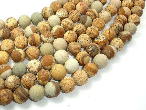 Matte Picture Jasper Beads Round, 10mm, 15 Inch, Full Strand, Approx. 37 Beads, Hole 1mm (345054010)