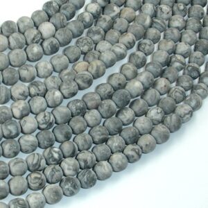 Matte Gray Picture Jasper Beads, 6mm (6.5 mm), Round Beads, 15.5 Inch, Full strand, Approx 61 beads, Hole 1mm, A quality (141054006) Matte Gray Picture Jasper Beads, 6mm (6.5 mm), Round Beads, 15.5 Inch, Full strand, Approx 61 beads, Hole 1mm, A quality (141054006)