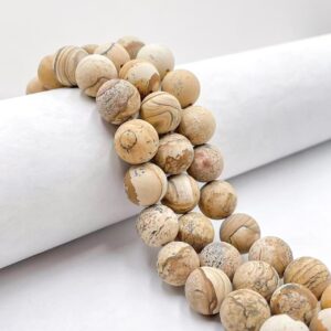 Natural Picture Jasper Matte Round Beads Size 14mm 16mm 18mm 15.5" Strand Natural Picture Jasper Matte Round Beads Size 14mm 16mm 18mm 15.5" Strand