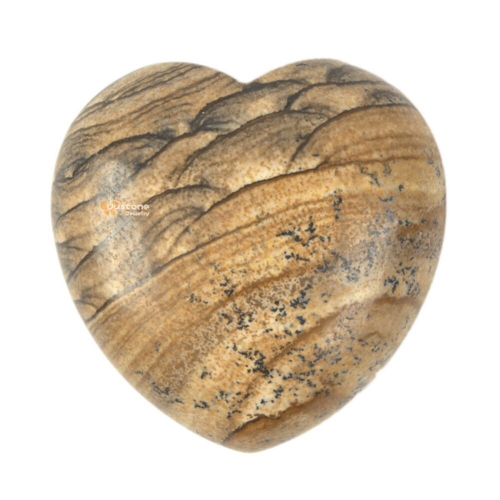 45mm Natural Picture Jasper Gemstone Love Hearts Fine Ornaments Elegant Healing Reiki Stone