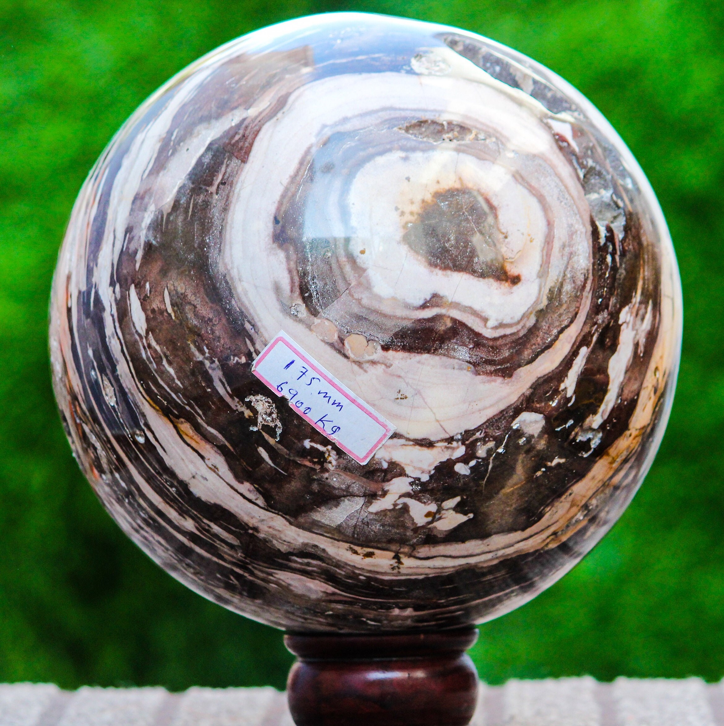 Large 175mm Druzy Picture Jasper Sphere: Brown Metaphysical Reiki Home Decoration.