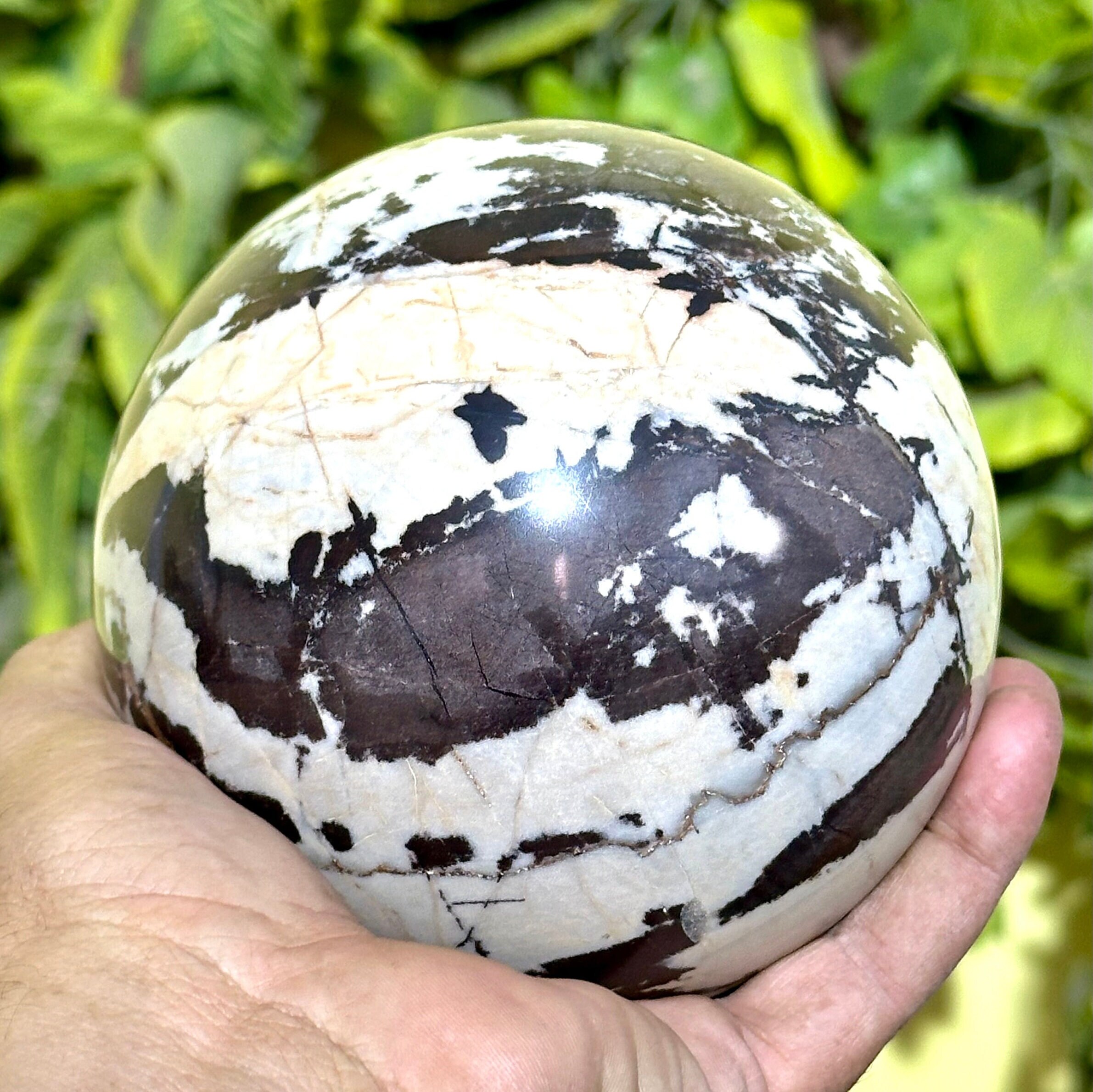 Large Picture Jasper Sphere: 120mm Healing Stone, Reiki Chakra (4.40 Lbs)