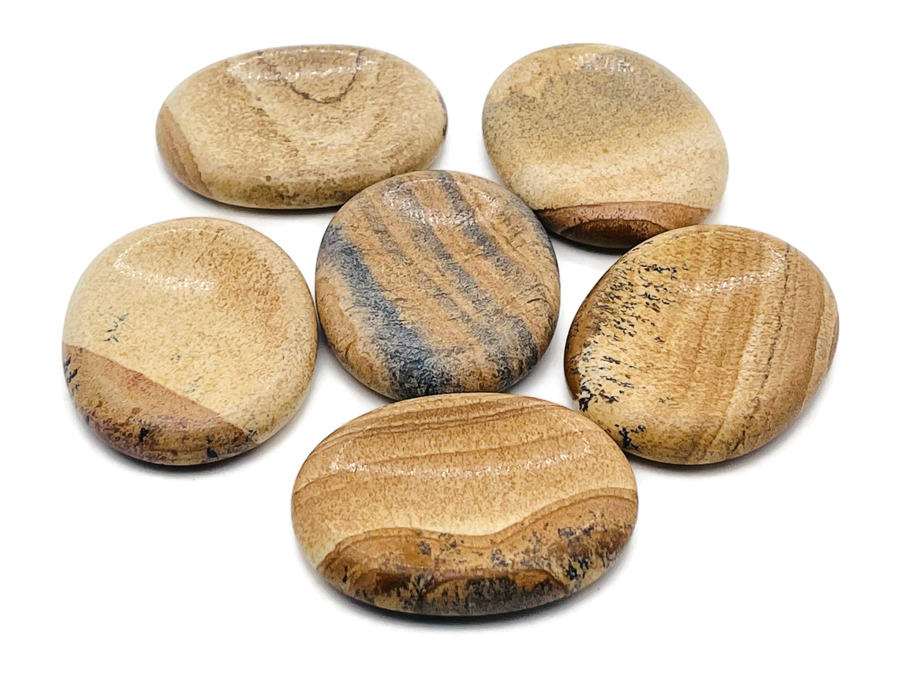 Picture Jasper Worry Stone - Crystal Natural Stone - Picture Jasper - Natural Picture Jasper Worry Thumb Stone - 4.5x3.5cm - Wo1035