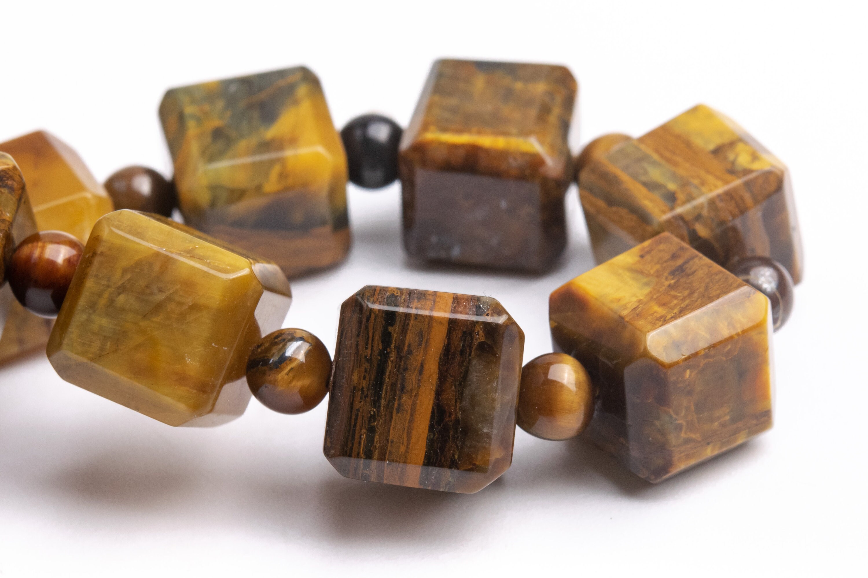10-11mm Pietersite Beads Brown Bracelet Grade A Genuine Natural Beveled Edge Faceted Cube Gemstone 7" (121698h-1488)