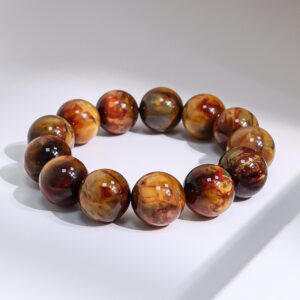 18/19/20MM Genuine Natural Yellow Brown Pietersite AAA Round Big Size Beads Gemstone Bracelet For Man and Woman,Healing Crystal Bracelet