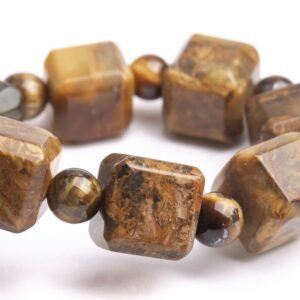 8-9mm Pietersite Beads Brown Bracelet Grade A Genuine Natural Beveled Edge Faceted Cube Gemstone 7" Bulk Lot Options (121694h-1487)