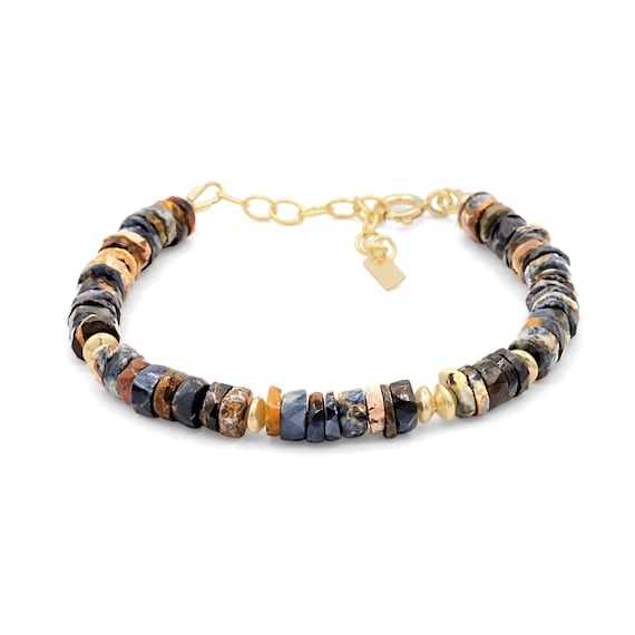 Aaaa+ Genuine Pietersite Bracelet, Delicate Pietersite Stacking Bracelet, [ebpp1132] Faceted Pietersite Bracelets, Heishi Beads Pietersite