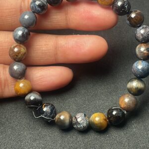 Amazing- Natural Pietersite Smooth Round Gemstone Beaded Bracelet Size 8 Mm Unique Birthday Gift, Stretchable Bracelet, Pietersite Jewelry