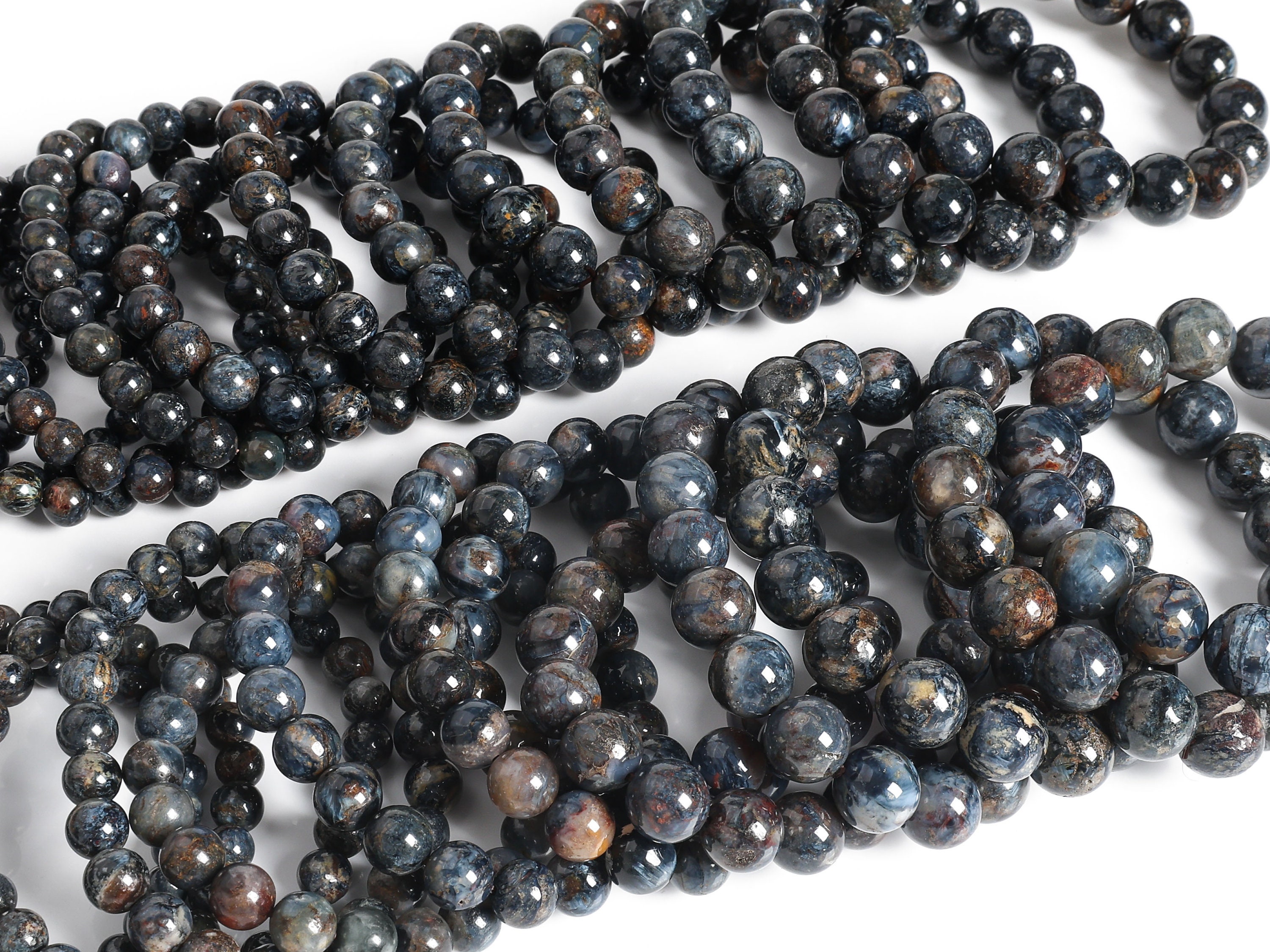 Blue Pietersite Beads 7"/7.5" Bracelet Genuine Natural Round Gemstone Beads