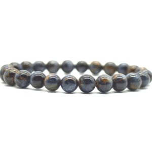 Blue Pietersite Round Bead Sample Strand/bracelet - 7mm To 8mm - 7 Inches