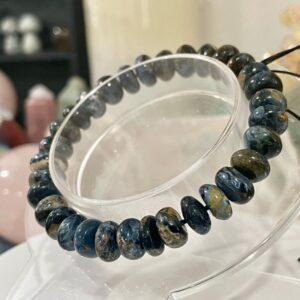 Certified 9mm Rondelle Blue Pietersite Bracelet - Handcrafted Gemstone Jewelry