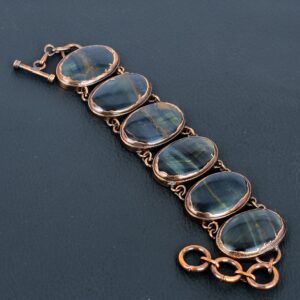 Electroformed Copper Pietersite Bracelet: Adjustable Gemstone Jewelry