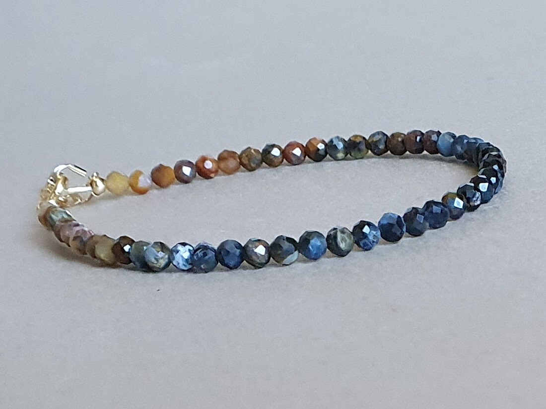 Pietersite Bracelet: Faceted Rondelles, Gold Filled/sterling Silver