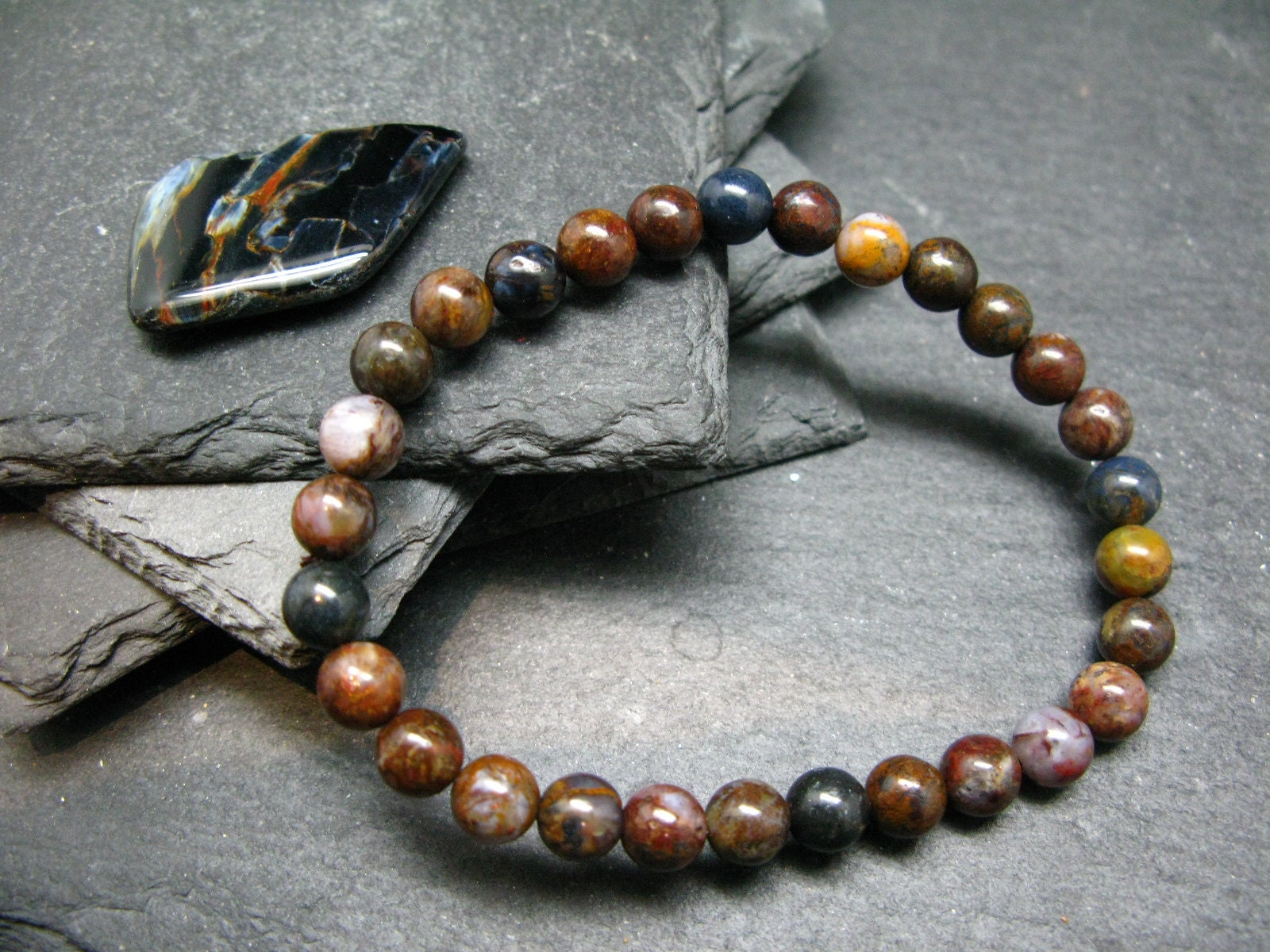 Pietersite Genuine Bracelet ~ 7 Inches  ~ 6mm Round Beads