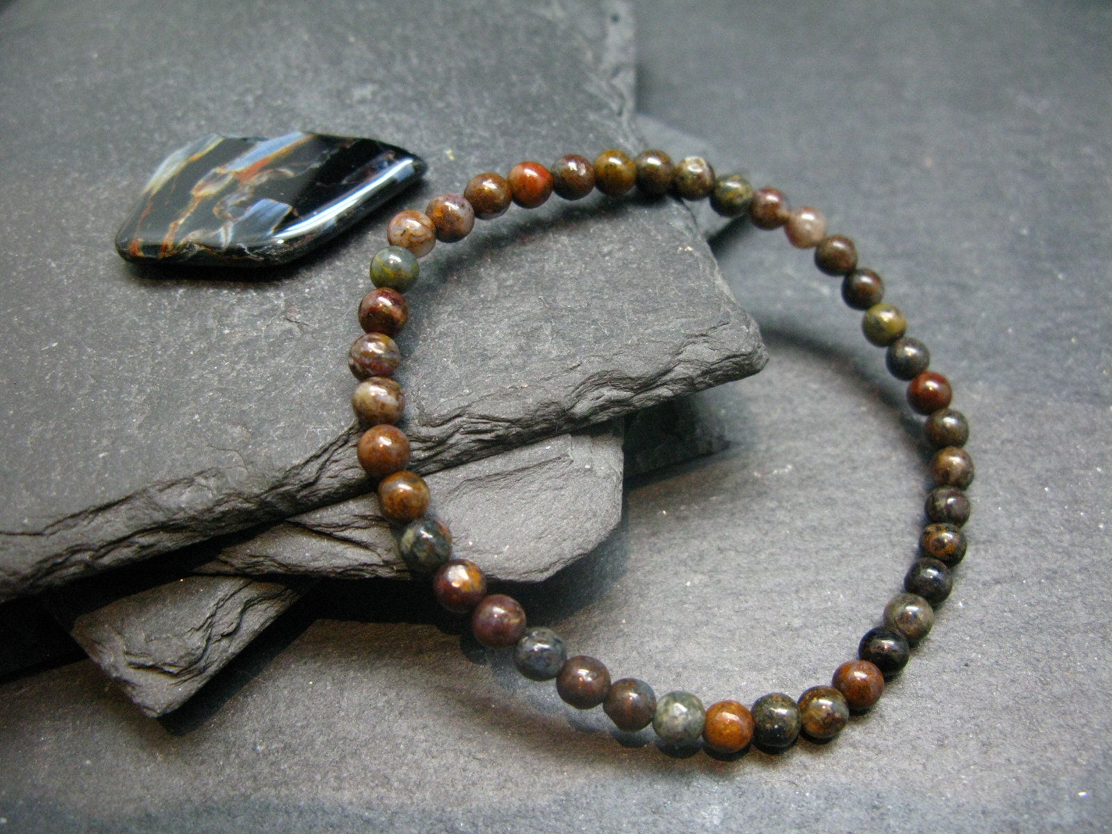 Pietersite Genuine Bracelet ~ 7 Inches ~ 4mm Round Beads