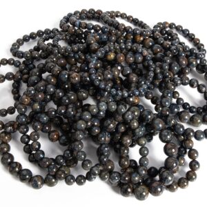 Genuine Natural Pietersite Gemstone Beads 7mm 8mm 9mm 10mm 11mm 12mm Yellow Blue Round Bracelet