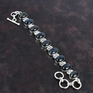 Pietersite Bracelet: Handmade 925 Sterling Silver Adjustable Chain