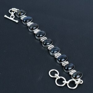 Handmade Pietersite Gemstone Bracelet: 925 Sterling Silver Adjustable Chain
